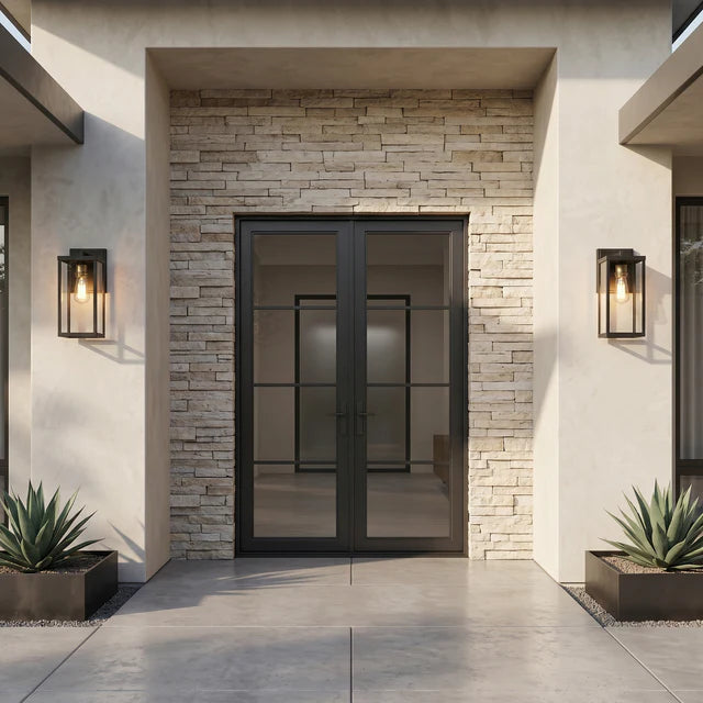 Outdoor Wall Sconce Black Glass Farmhouse – 2 Sizes IP65 | Qonforta