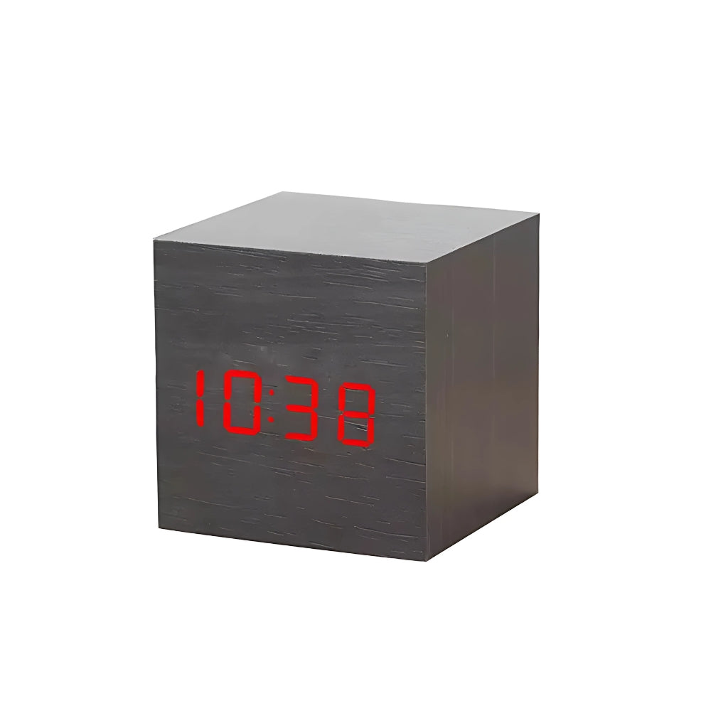 Cube LED alarm clock in Slate Gray with red digits