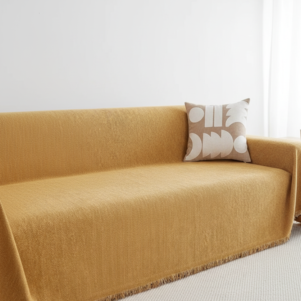 Chenille Couch Cover, Pet-Friendly Water-Resistant | Modern Minimalist | Qonforta