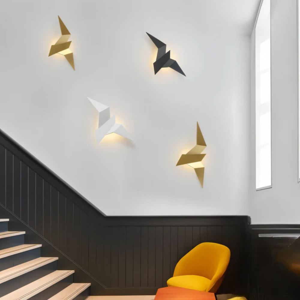 Origami modern bird wall light for the living room