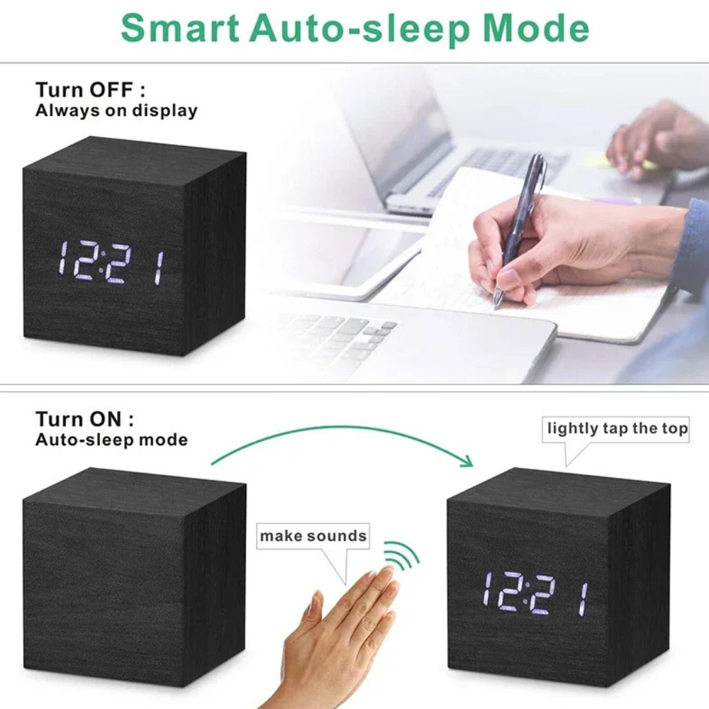 Wooden Sunrise Alarm Clock | Bamboo Finish | Qonforta