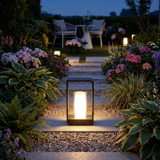Outdoor Path Lantern Solar or Hardwired LED – 3 Sizes Black | Qonforta