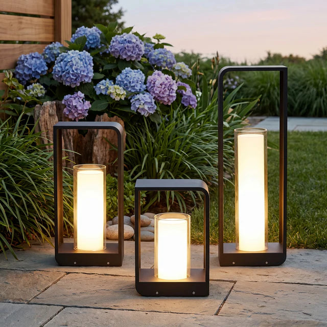 Outdoor Path Lantern Solar or Hardwired LED – 3 Sizes Black | Qonforta