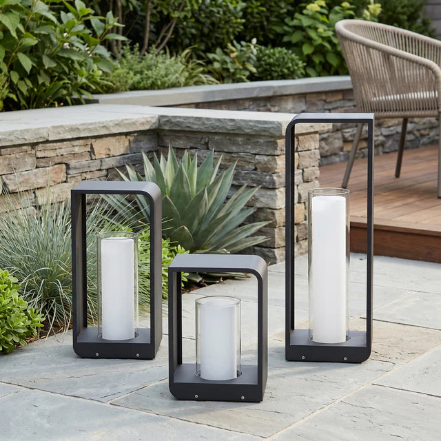 Outdoor Path Lantern Solar or Hardwired LED – 3 Sizes Black | Qonforta
