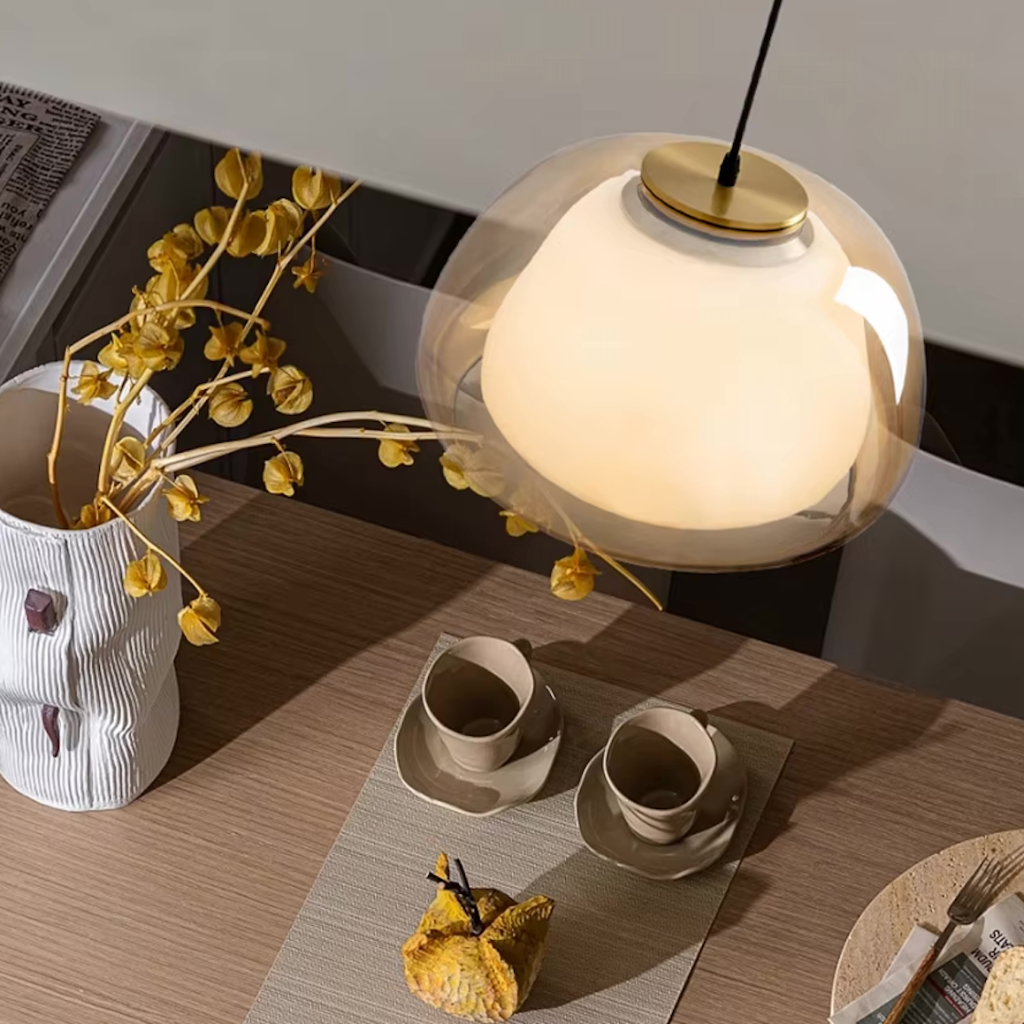 Modern Glass Dome Pendant Light | Adjustable Kitchen Island Pendant | Qonforta