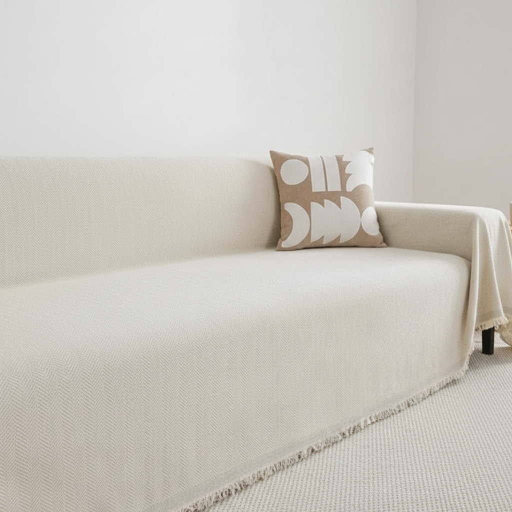 Chenille Couch Cover, Pet-Friendly Water-Resistant | Modern Minimalist | Qonforta