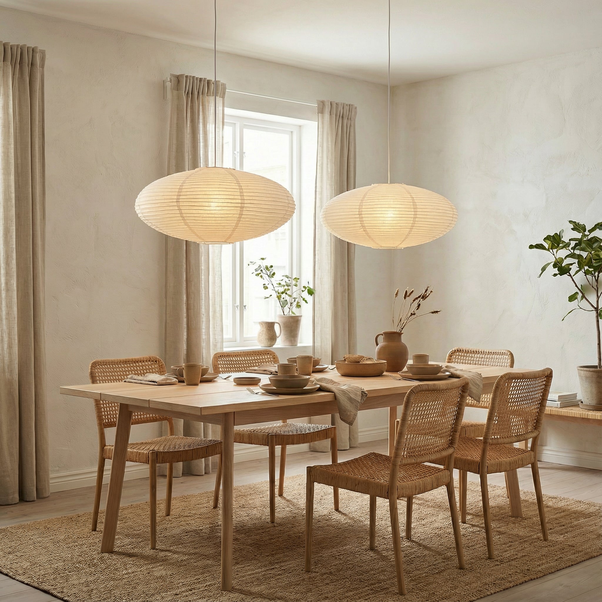 Wabi-Sabi Paper Pendant Light Handmade – 2 Sizes | Qonforta