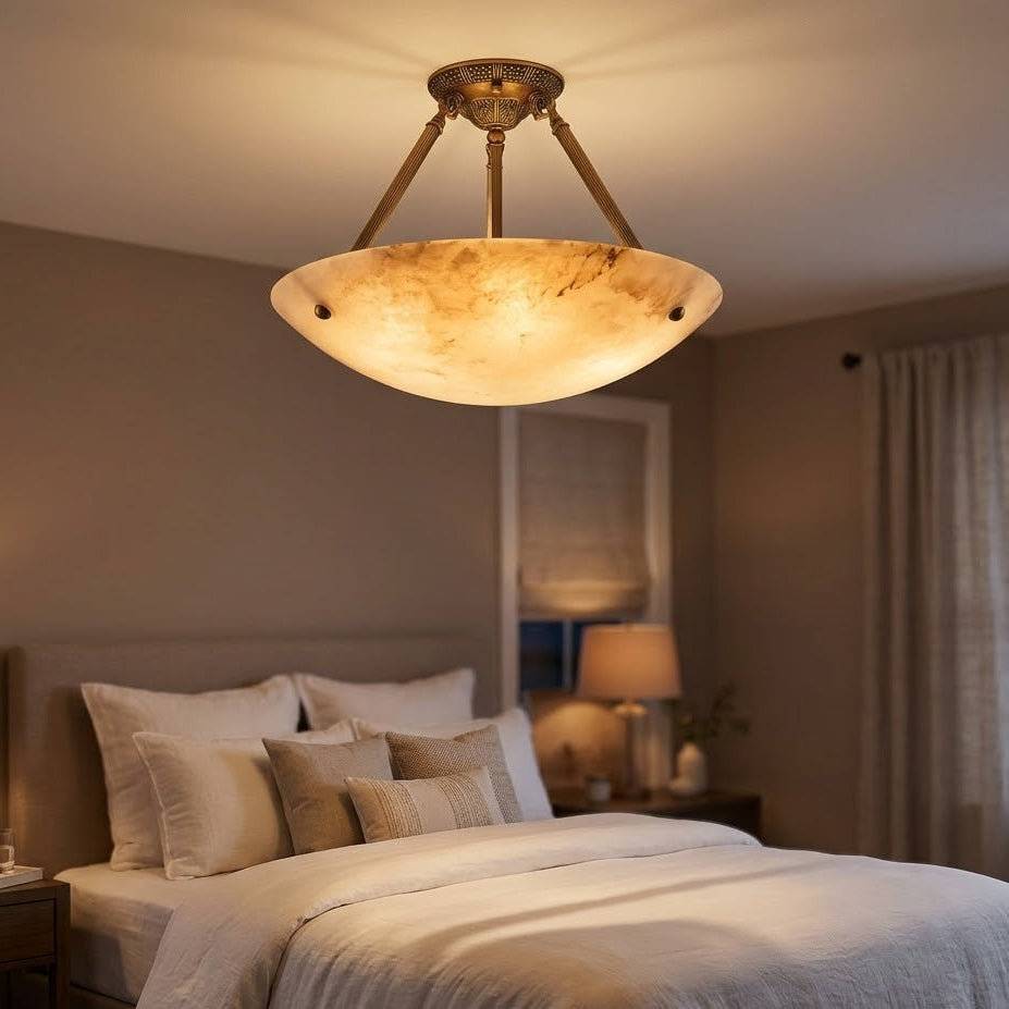 Alabaster Bowl Ceiling Light Semi-Flush – 3 Sizes | Qonforta