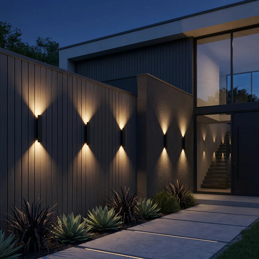 Nordic Up Down Outdoor Wall Sconce | 2 Sizes & 3 Light Modes | Qonforta