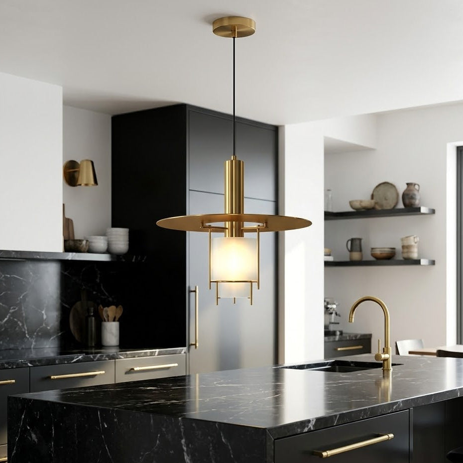 Gold Pendant Light Mid-Century Modern Glass Globe – Brass | Qonforta