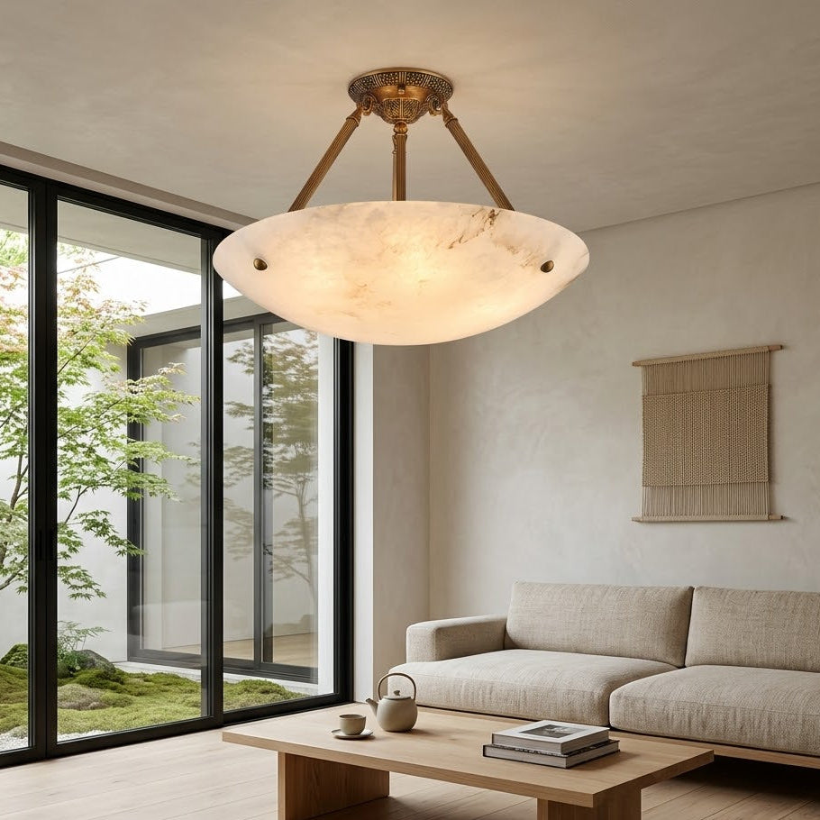 Alabaster Bowl Ceiling Light Semi-Flush – 3 Sizes | Qonforta