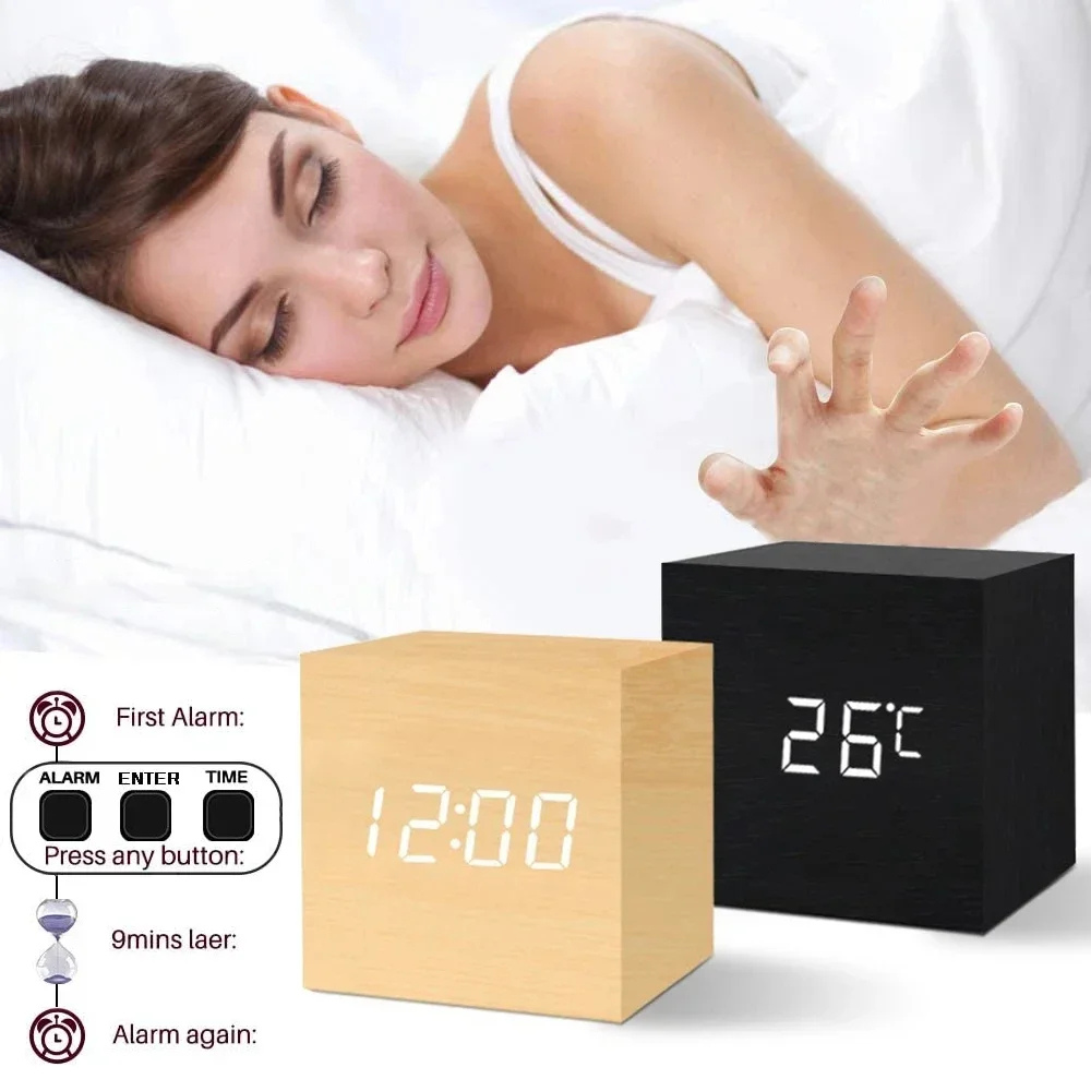 Wooden Sunrise Alarm Clock | Bamboo Finish | Qonforta