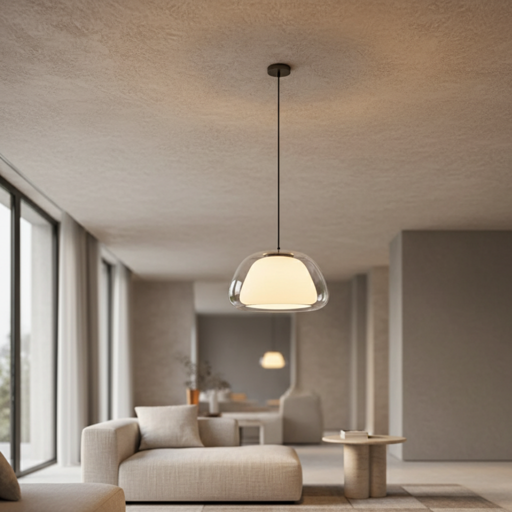 Modern Glass Dome Pendant Light | Adjustable Kitchen Island Pendant | Qonforta