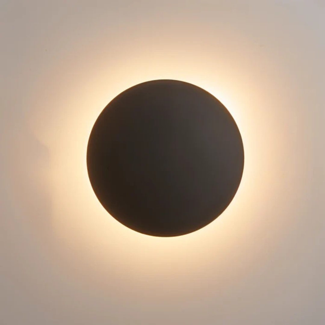 Hadro round LED wall light in black