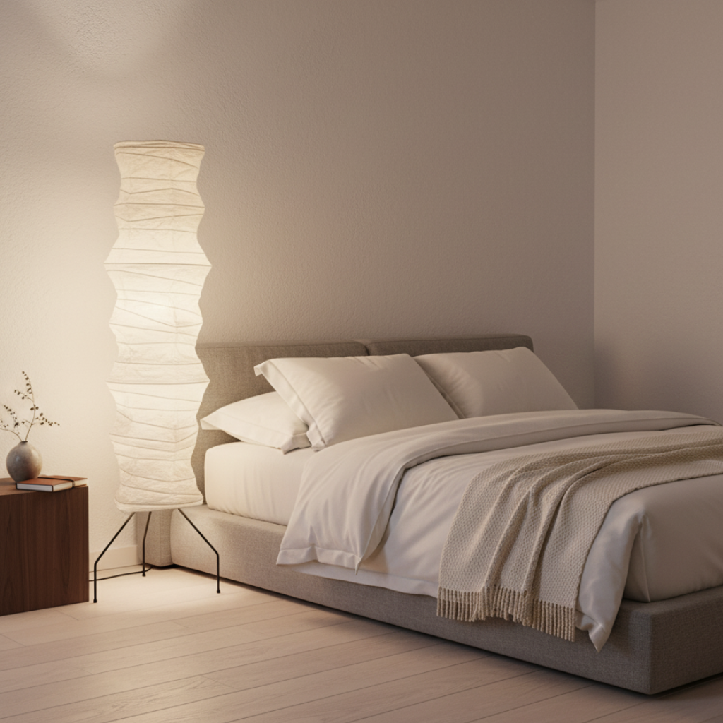 WabiSabi Rice Paper Floor Lamp Japandi Style | Qonforta