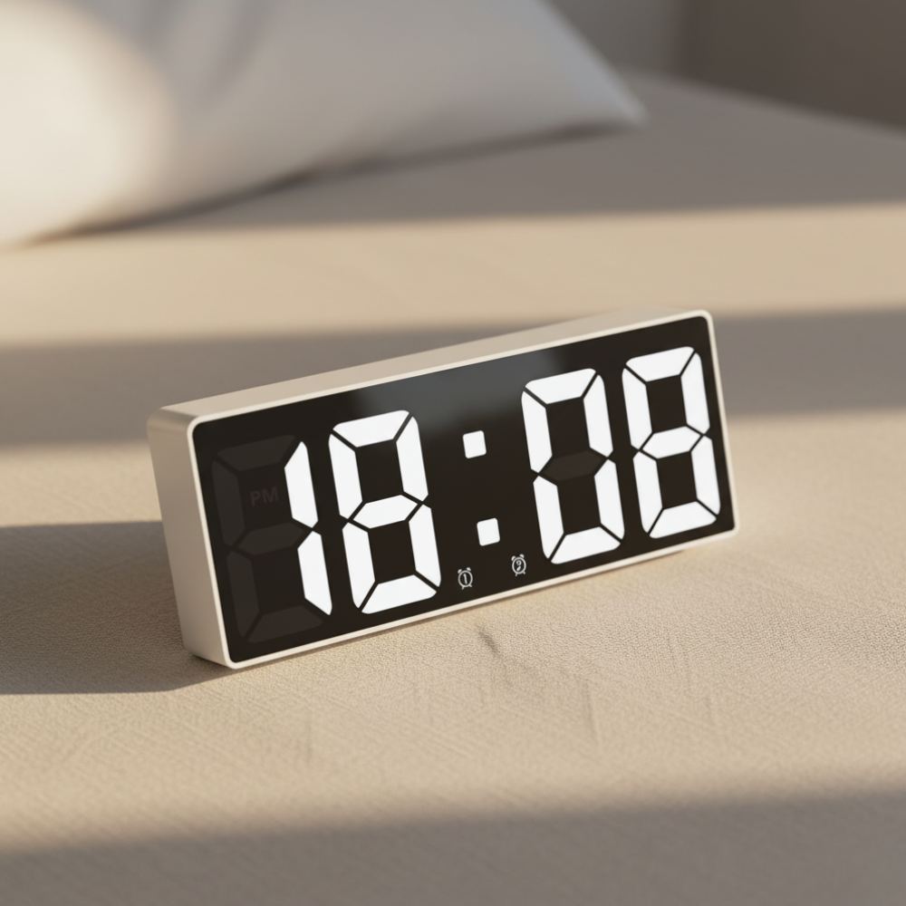 LED Digital Alarm Clock | Mirror Display | Qonforta