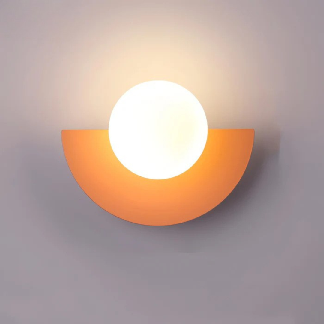 Lyca half moon globe wall sconce in orange