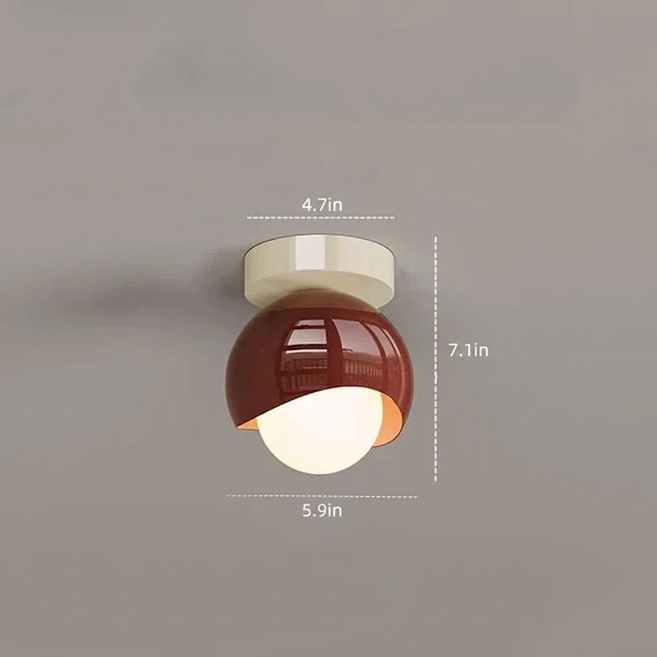 Nordic Glass Globe Flush Mount Ceiling Light | Red & Cream | Qonforta
