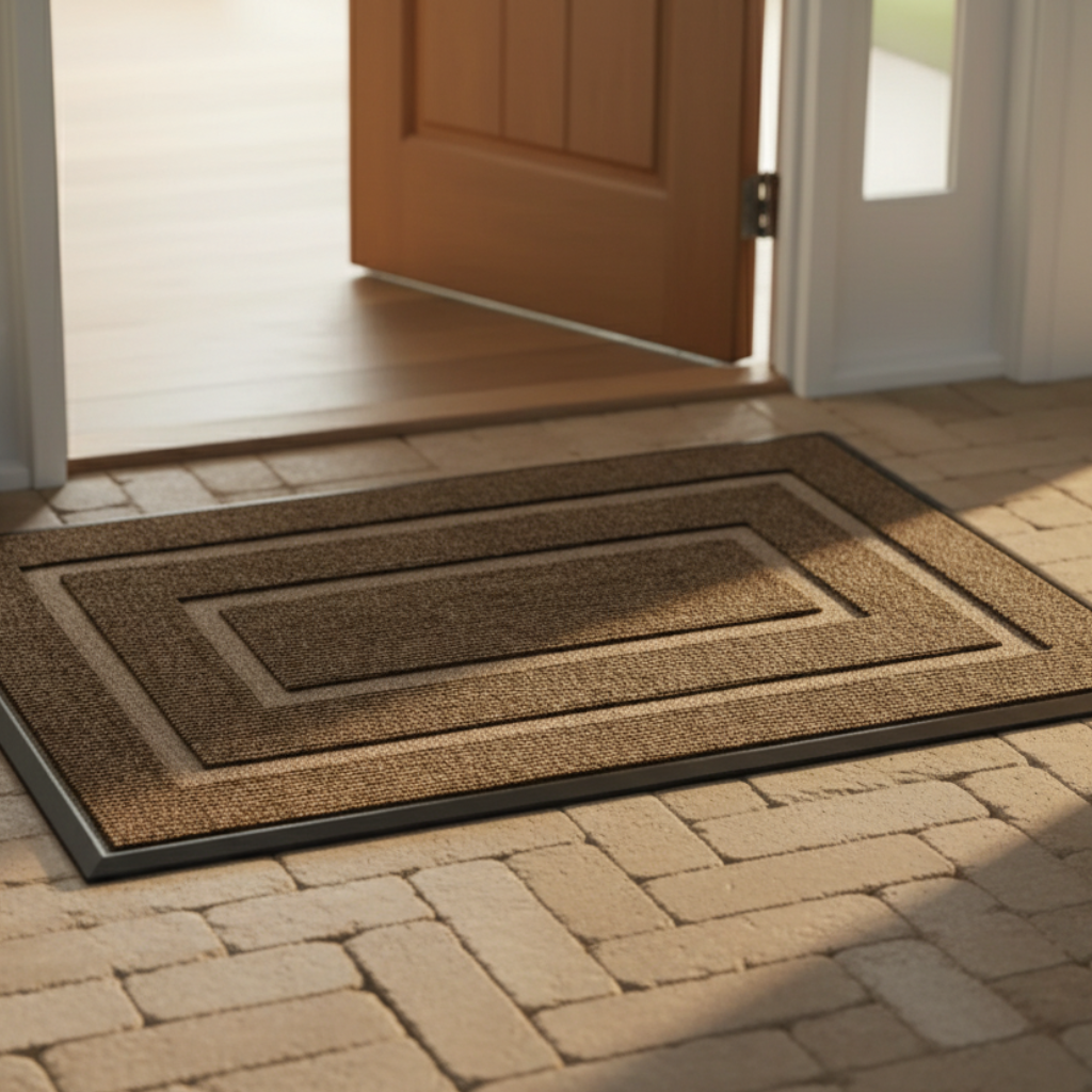Curved Thread Outdoor Doormat | Non-Slip Rubber Backing | Qonforta