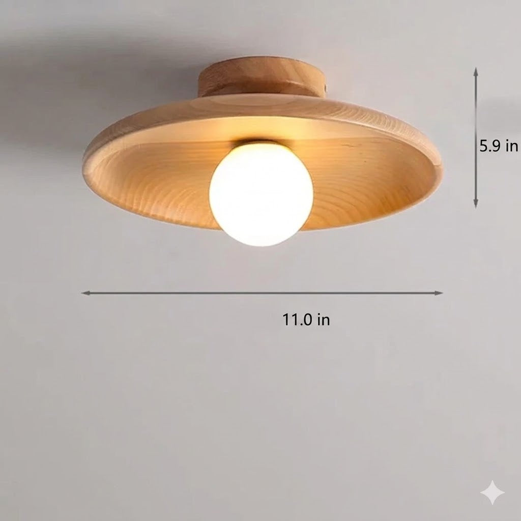 Nordic Solid Wood Disc Flush Mount Ceiling Light | Light & Dark, Warm & Cool | Qonforta
