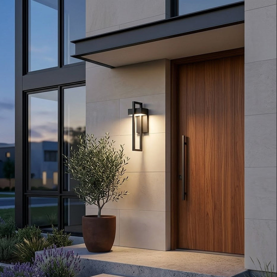 Modern Black Outdoor Wall Sconce | 2 Sizes & Light Modes | Qonforta