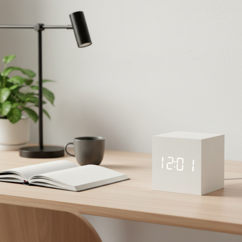 Wooden Sunrise Alarm Clock | Bamboo Finish | Qonforta