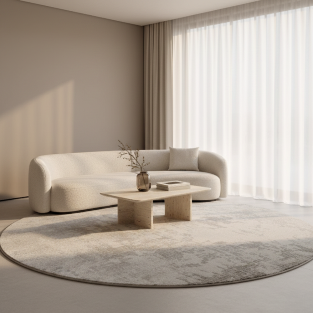 Round Plush Area Rug | Italian Style Design | Qonforta