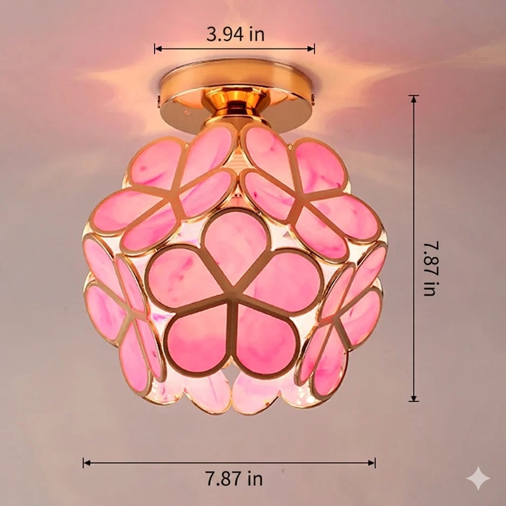 Crystal Petal Flush Mount Ceiling Light | Pink, Yellow & Green | Qonforta