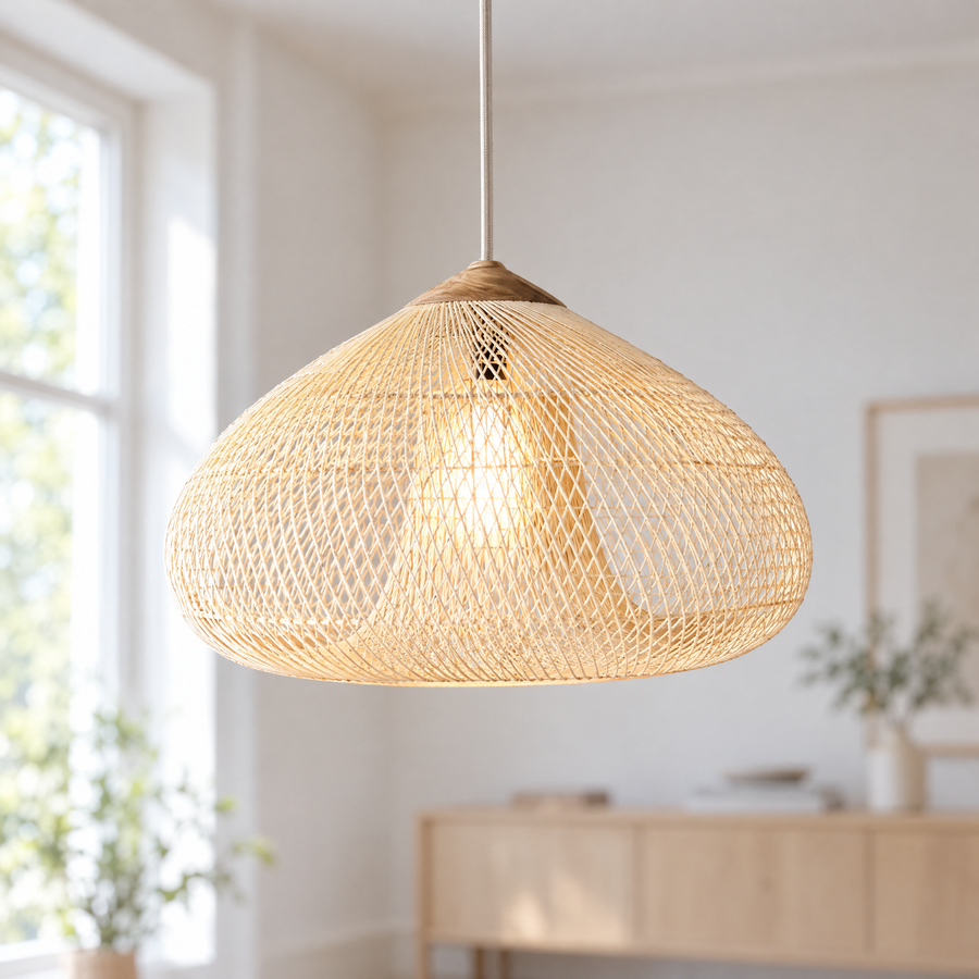 Hand-Woven Rattan Pendant Light, Natural, Black or Dark Walnut, 3 Sizes