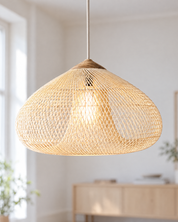 Hand-Woven Rattan Pendant Light, Natural, Black or Dark Walnut, 3 Sizes