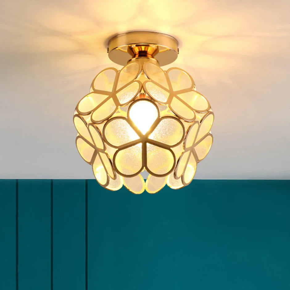 Crystal Petal Flush Mount Ceiling Light | Pink, Yellow & Green | Qonforta