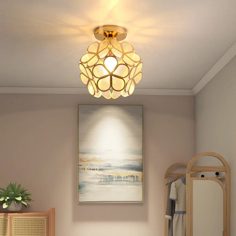 Crystal Petal Flush Mount Ceiling Light | Pink, Yellow & Green | Qonforta