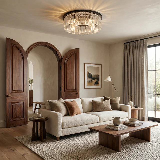 Ribbed Crystal Glass Flush Mount Light | Qonforta