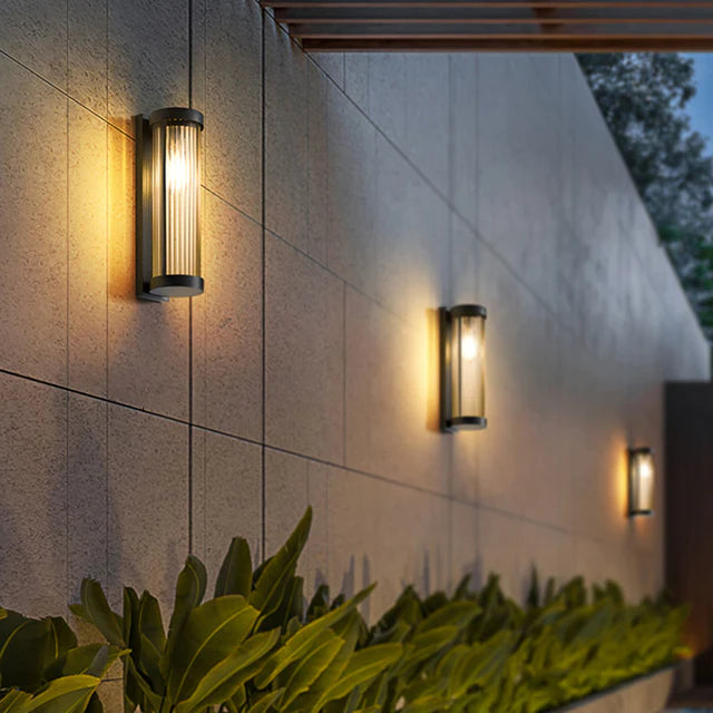 Solar Outdoor Wall Lantern Cylinder LED IP65 – 3 Sizes Black | Qonforta