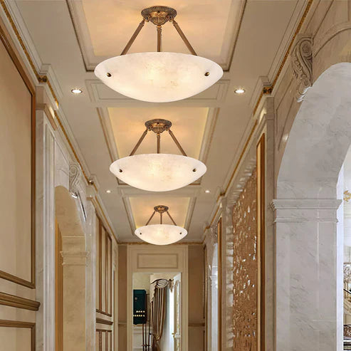 Alabaster Bowl Ceiling Light Semi-Flush – 3 Sizes | Qonforta