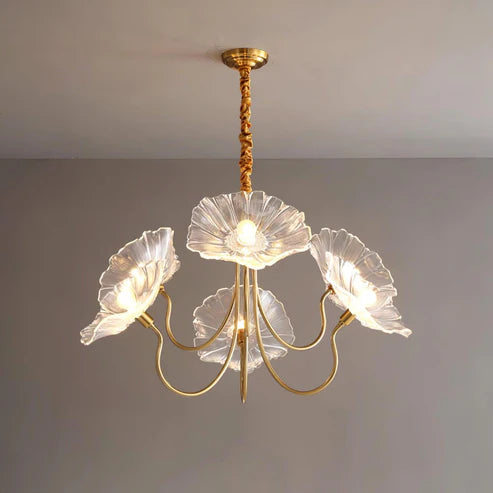 Floral Glass Chandelier Gold Frame | 2 Colors | Qonforta