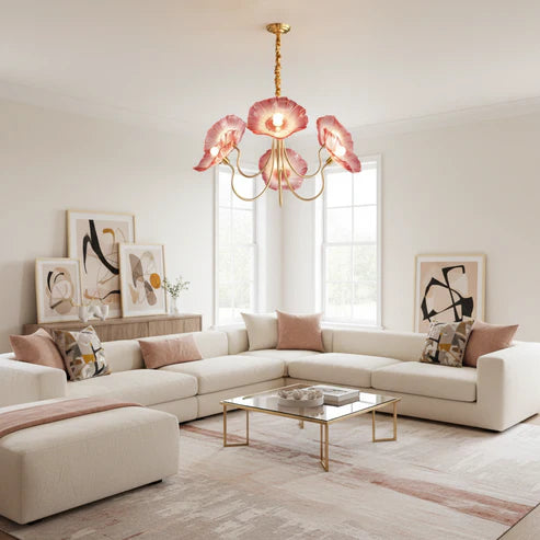 Floral Glass Chandelier Gold Frame | 2 Colors | Qonforta