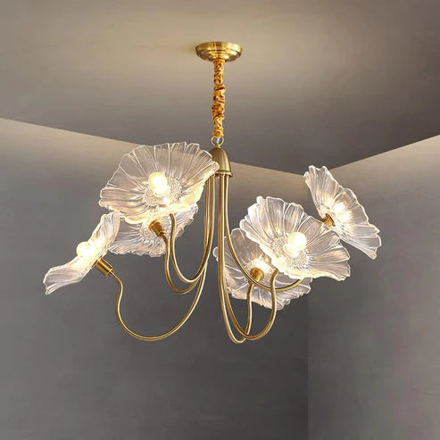 Floral Glass Chandelier Gold Frame | 2 Colors | Qonforta
