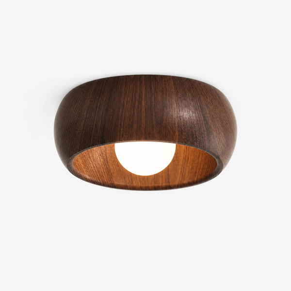 Wood Grain Flush Mount Ceiling Light Round – 2 Colors | Qonforta
