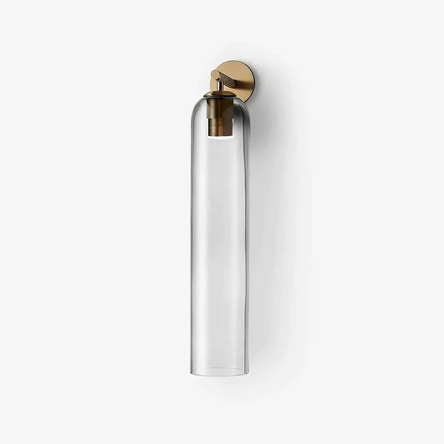 Glass Tube Wall Sconce – Dimmable Brass Modern Light | Qonforta