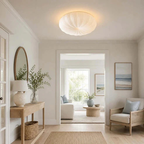 Dimmable Ribbed Sunburst LED Flush Mount Light | 2 Sizes | Qonforta