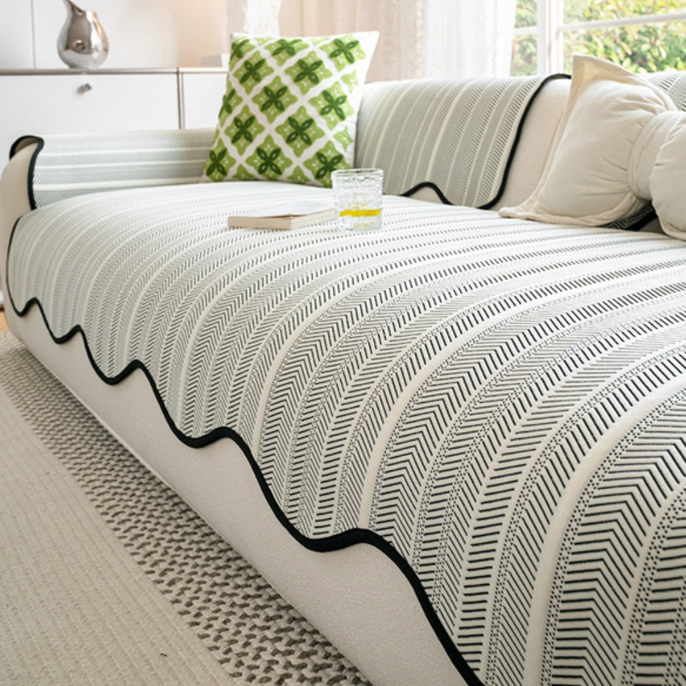 Aurivelle herringbone sofa cover in Noir Edge