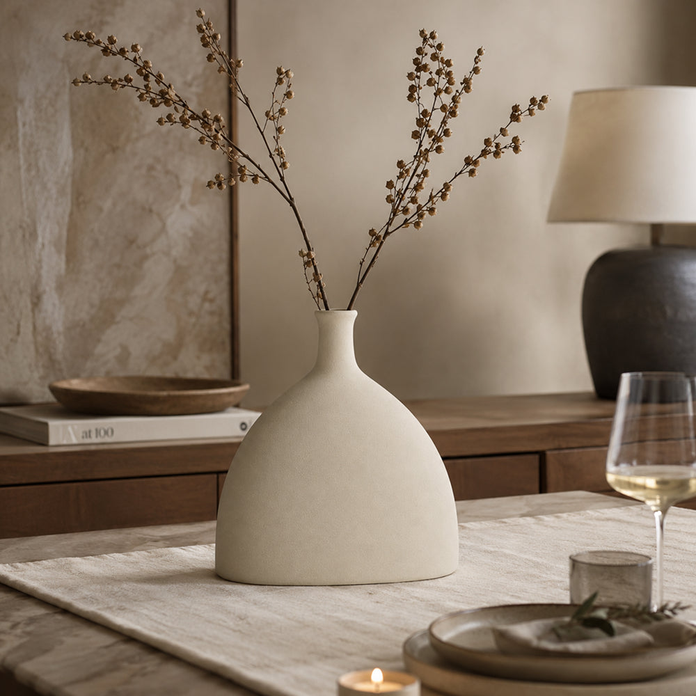 Liora Silhouette Ceramic Vase - Unglazed Matte Finish | Qonforta