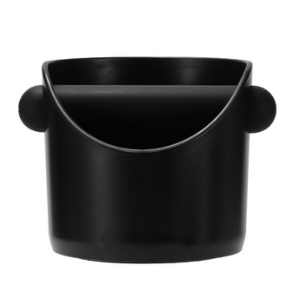 Espresso knock box in Matte Black with the knock bar in place