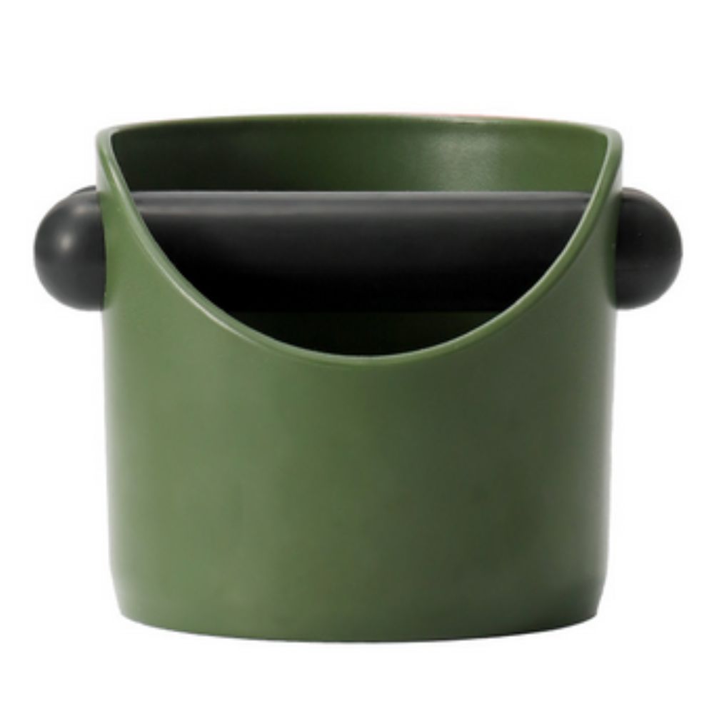 Espresso knock box in Olive Green, front view