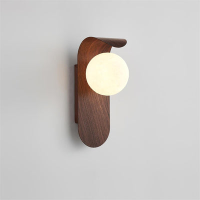 Wood Grain Wall Sconce with Frosted Glass Globe, Hardwired, Single or Pair