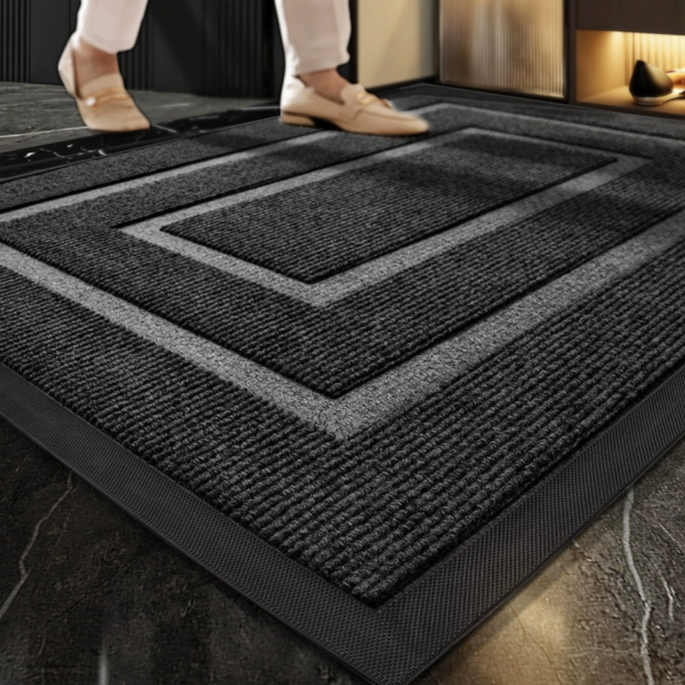 Curved Thread Outdoor Doormat | Non-Slip Rubber Backing | Qonforta