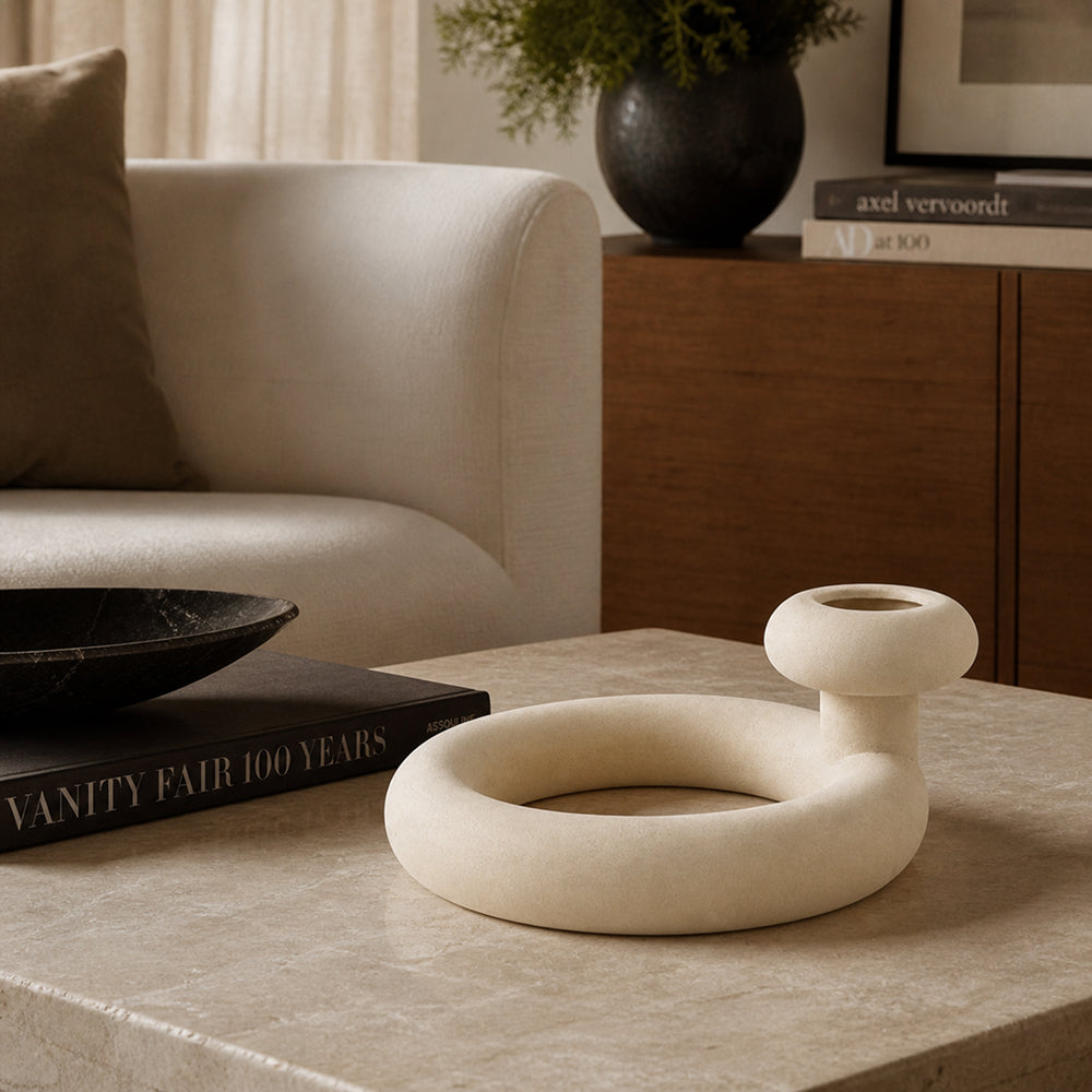 Liora Loop Ceramic Vase - Unglazed Matte Finish | Qonforta