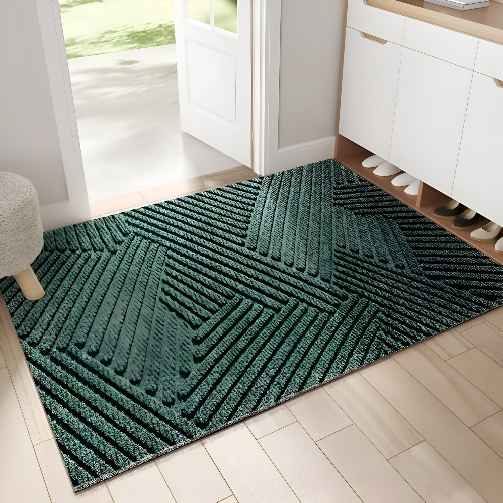 Linear PVC Doormat | Non-Slip Geometric Design | Qonforta