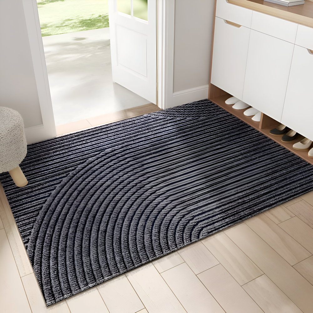 Linear PVC Doormat | Non-Slip Geometric Design | Qonforta